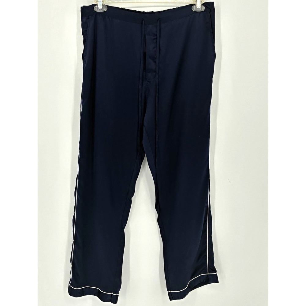 LILYSILK Men's 100% Mulberry Silk Pajama Pants Black L Drawstring Pockets